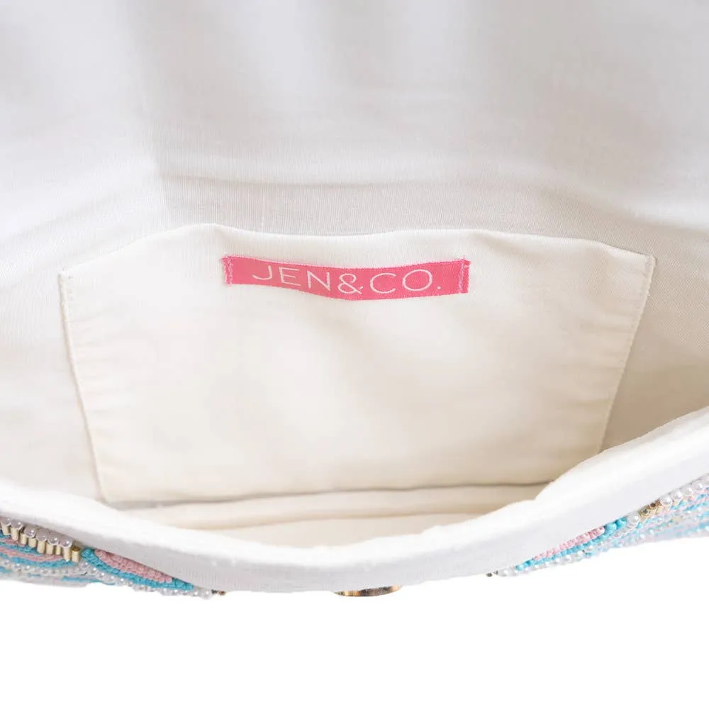 Livy Beaded Flapover Clutch/Crossbody