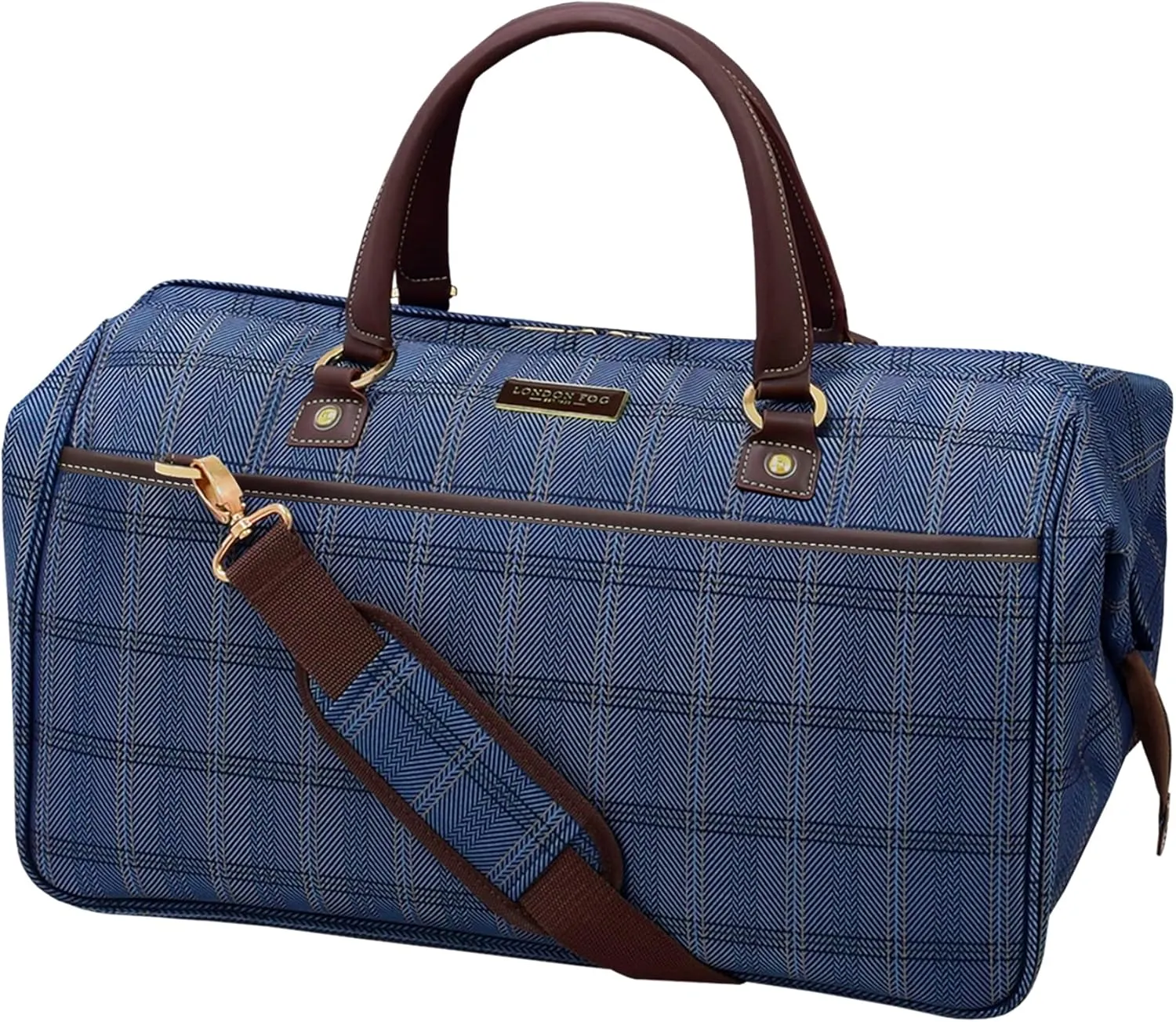 London Fog Londong Fog Brentwood II Wide Mouth Duffle, Blue, Carry-On 20-Inch