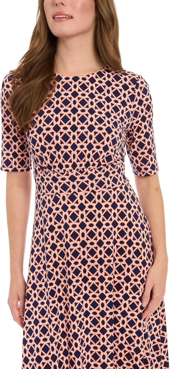 London Times Women's Dresses Inset Waist Midi Dress Career Office Occasion Guest of
