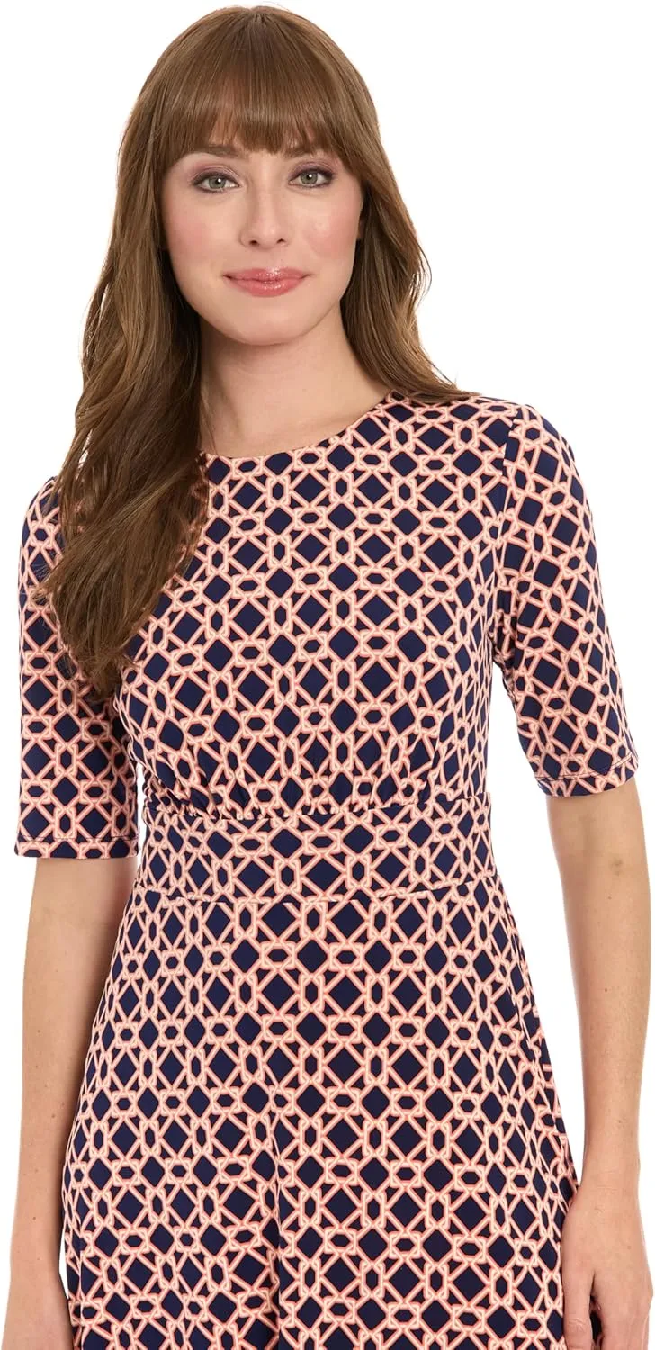 London Times Women's Dresses Inset Waist Midi Dress Career Office Occasion Guest of