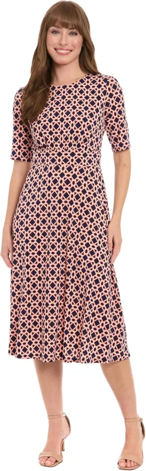London Times Women's Dresses Inset Waist Midi Dress Career Office Occasion Guest of