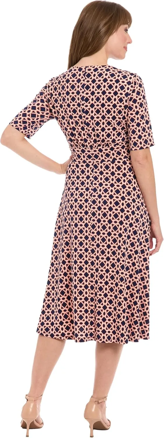 London Times Women's Dresses Inset Waist Midi Dress Career Office Occasion Guest of