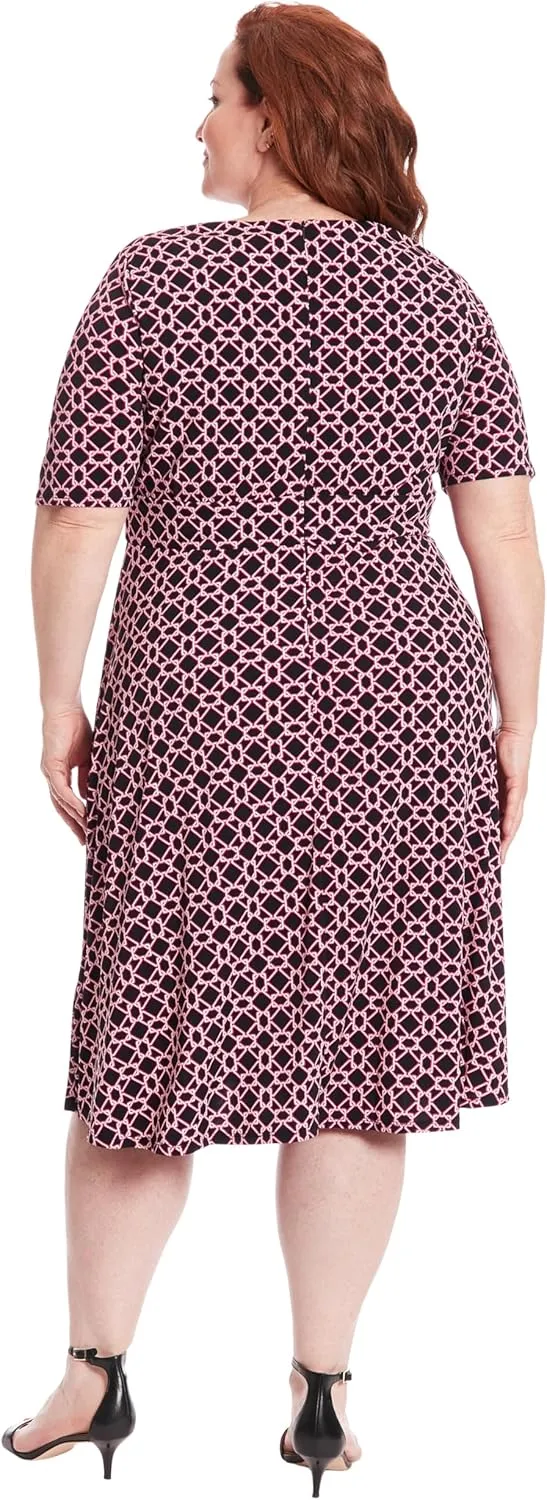London Times Womens Elbow Sleeve A-line Midi-Pretty Garden Party Special Occasion Wedding Guest Dress