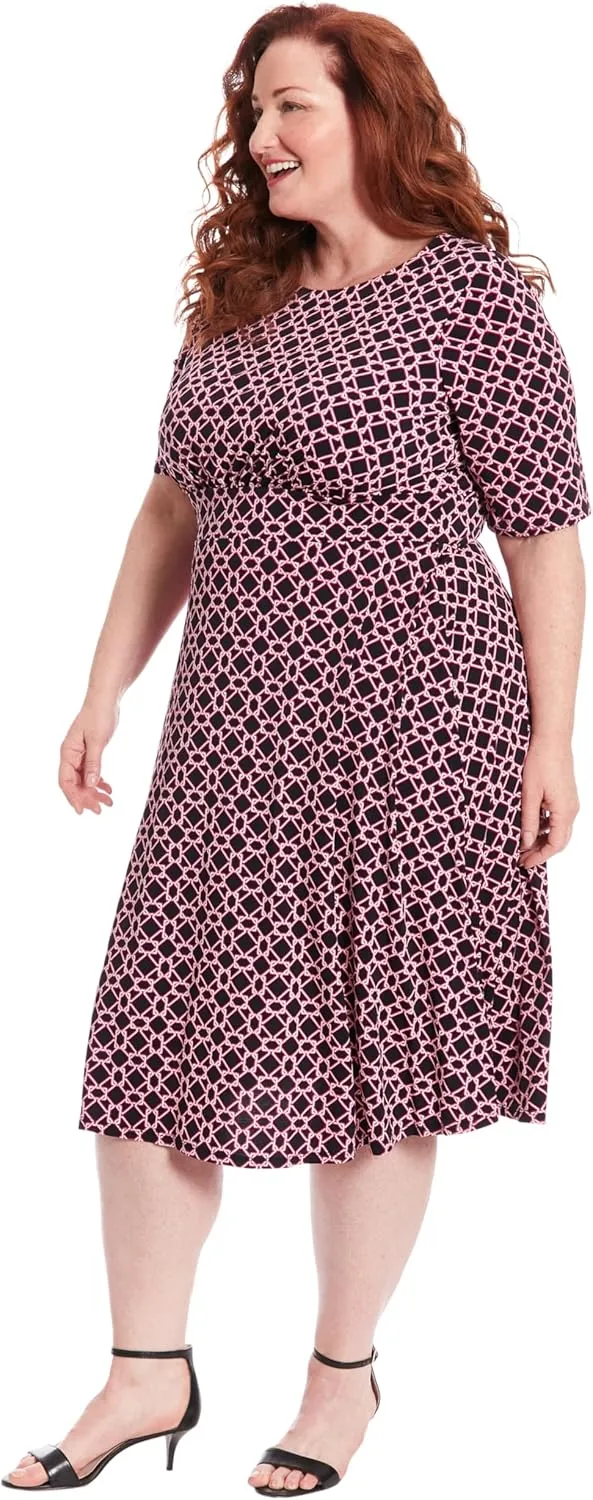 London Times Womens Elbow Sleeve A-line Midi-Pretty Garden Party Special Occasion Wedding Guest Dress