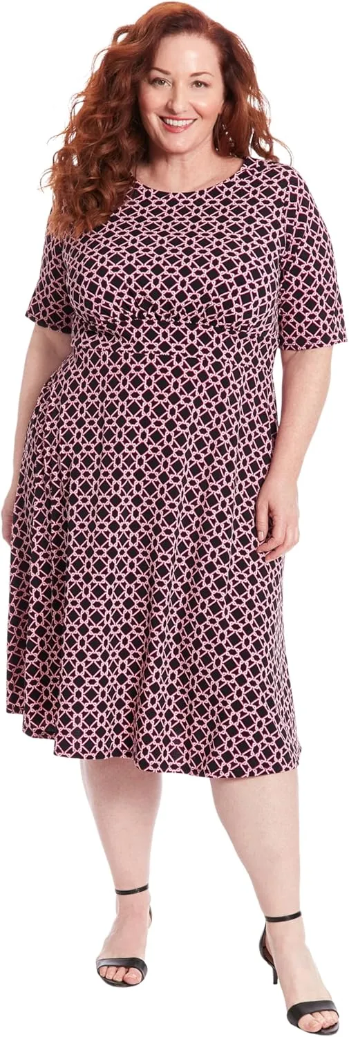 London Times Womens Elbow Sleeve A-line Midi-Pretty Garden Party Special Occasion Wedding Guest Dress
