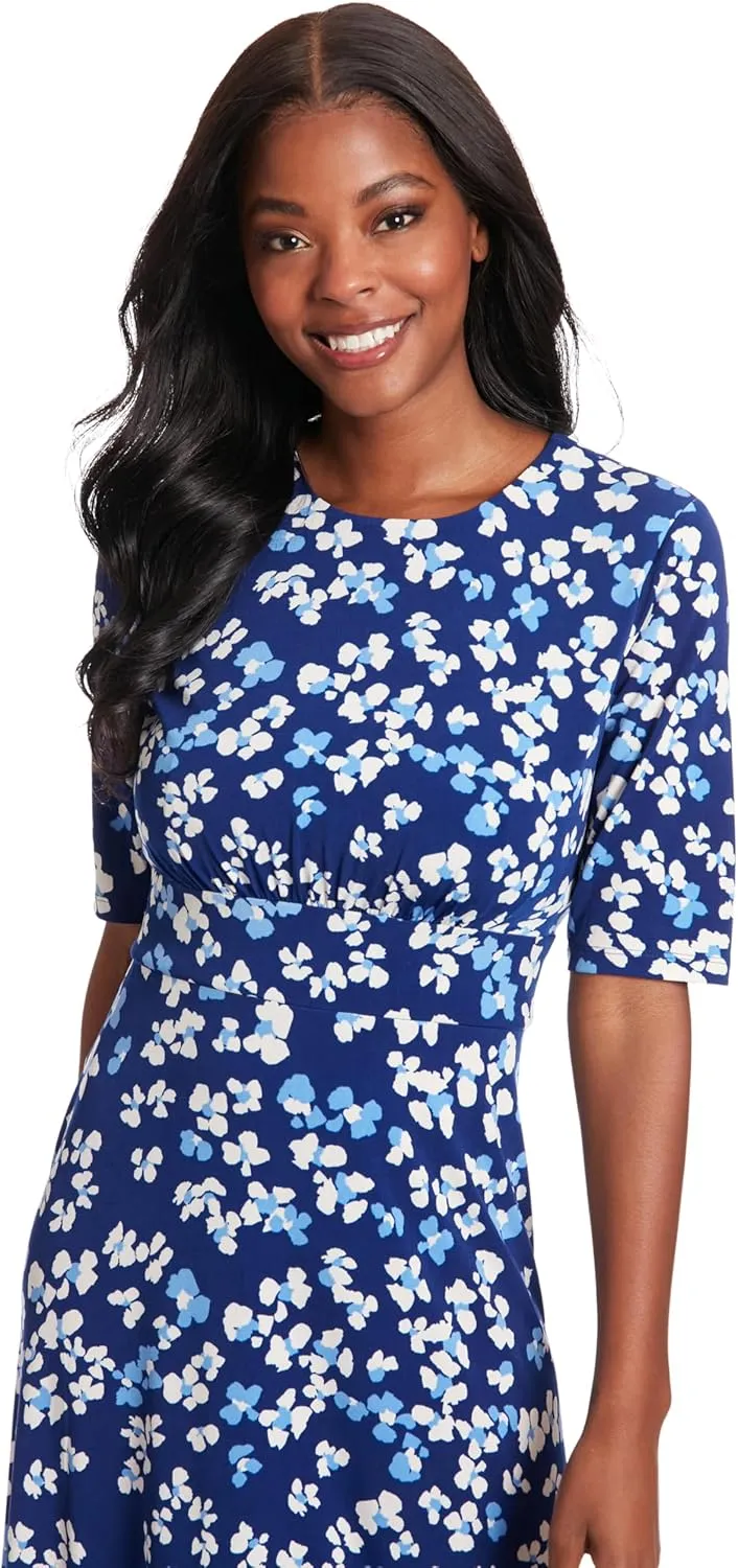 London Times Women's Inset Waist Sleeveless Midi Dress Career Office Occasion Guest of