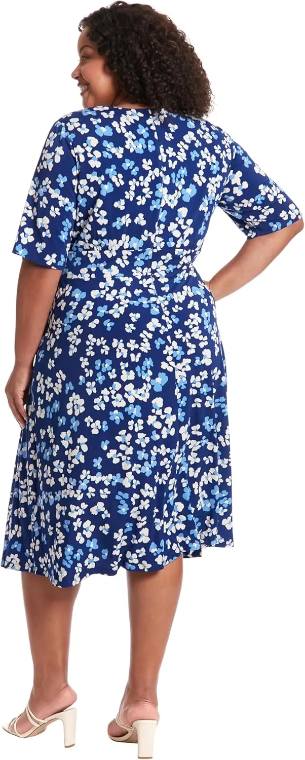London Times Women's Inset Waist Sleeveless Midi Dress Career Office Occasion Guest of