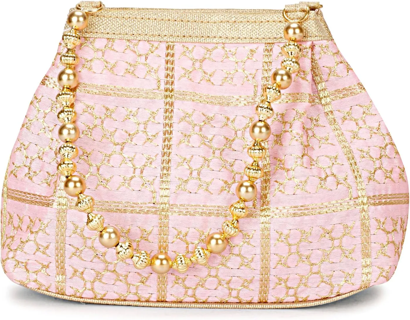 LONGING TO BUY Potli Bags for Women Embroidered Evening Purses with Gold Pearl Handle, Indian Women Potli Bags for Wedding