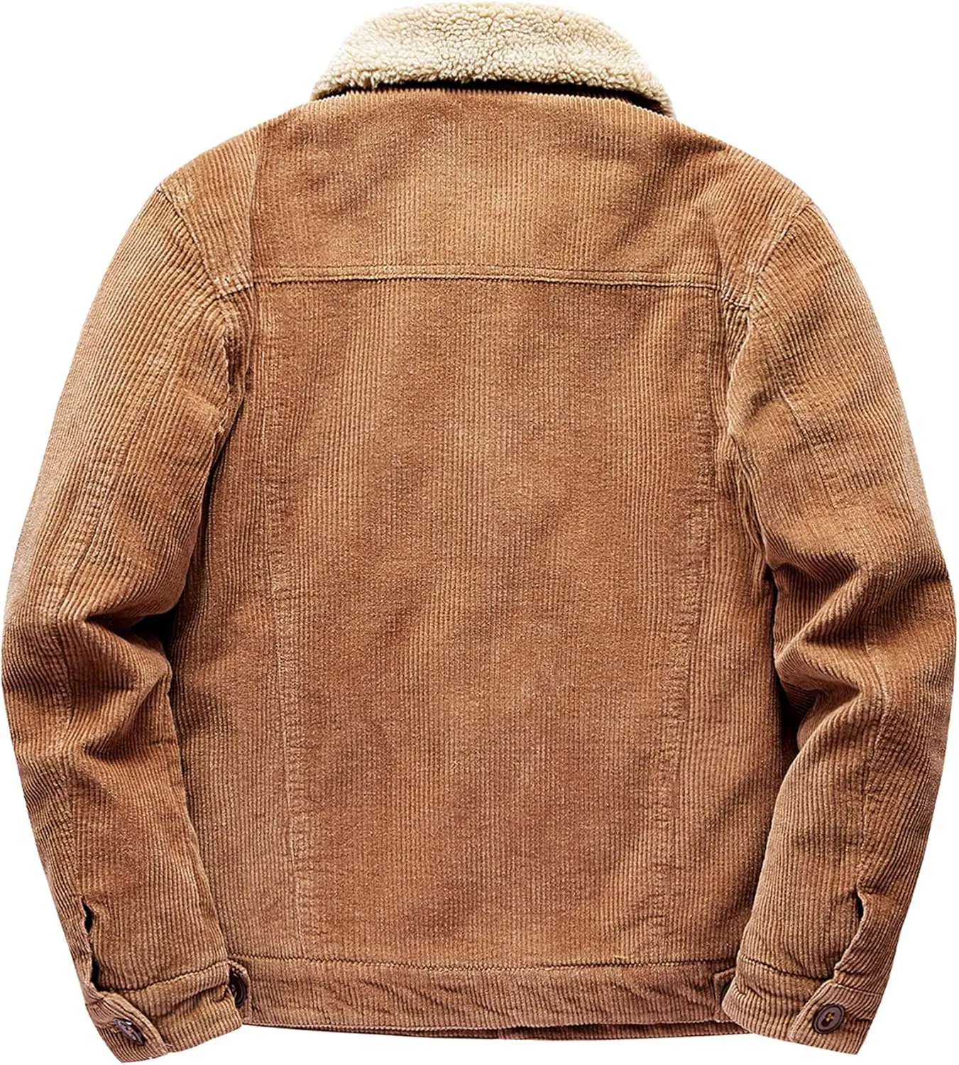 LOUECHY Men's Corduroy Sherpa Lined Trucker Jacket Thickened Warm Winter Coats