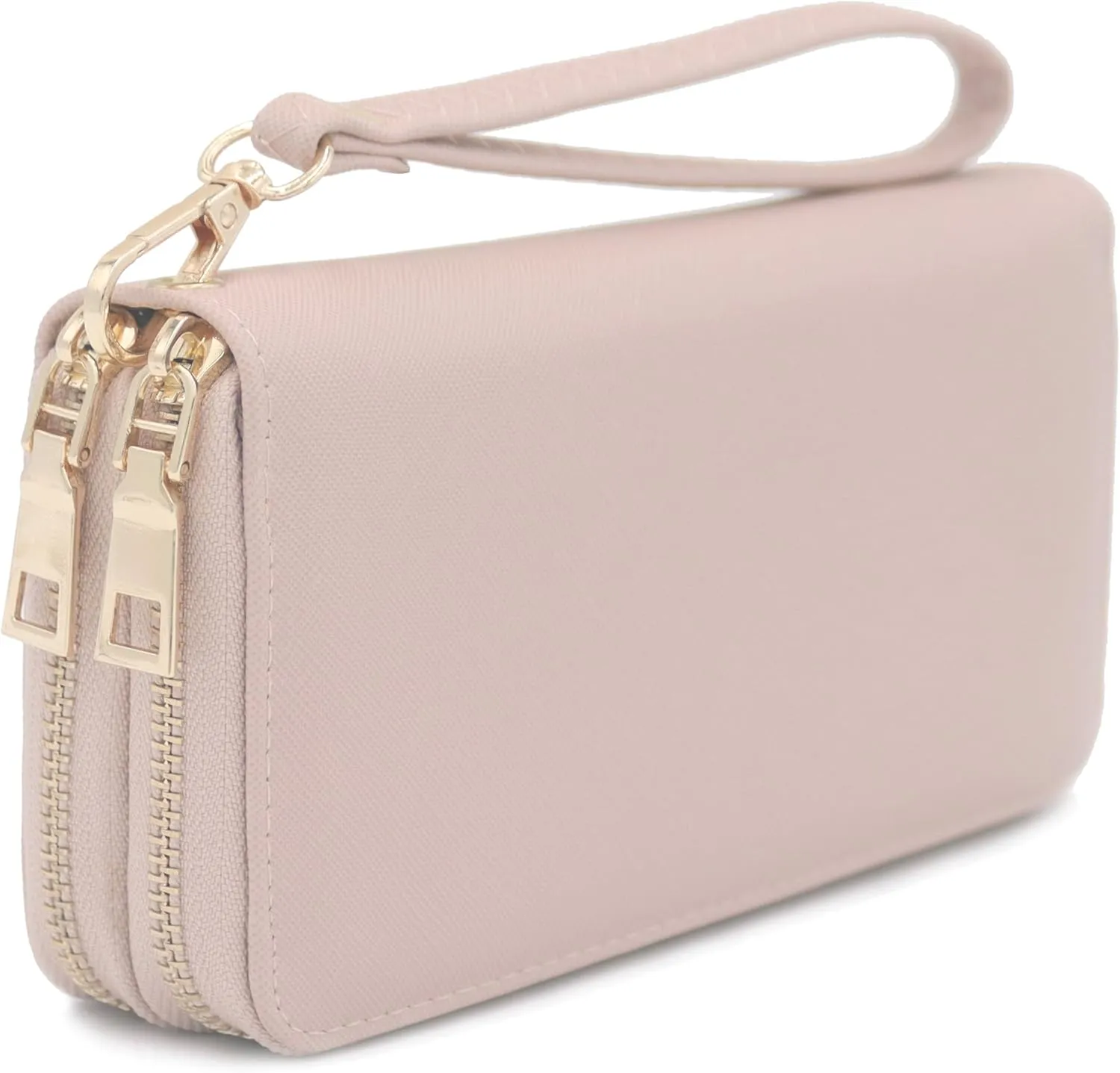 LOVESOME Womens Small Zip Around, Double Zip Around - Double Compartment Wristlet Wallet with Wrist Strap