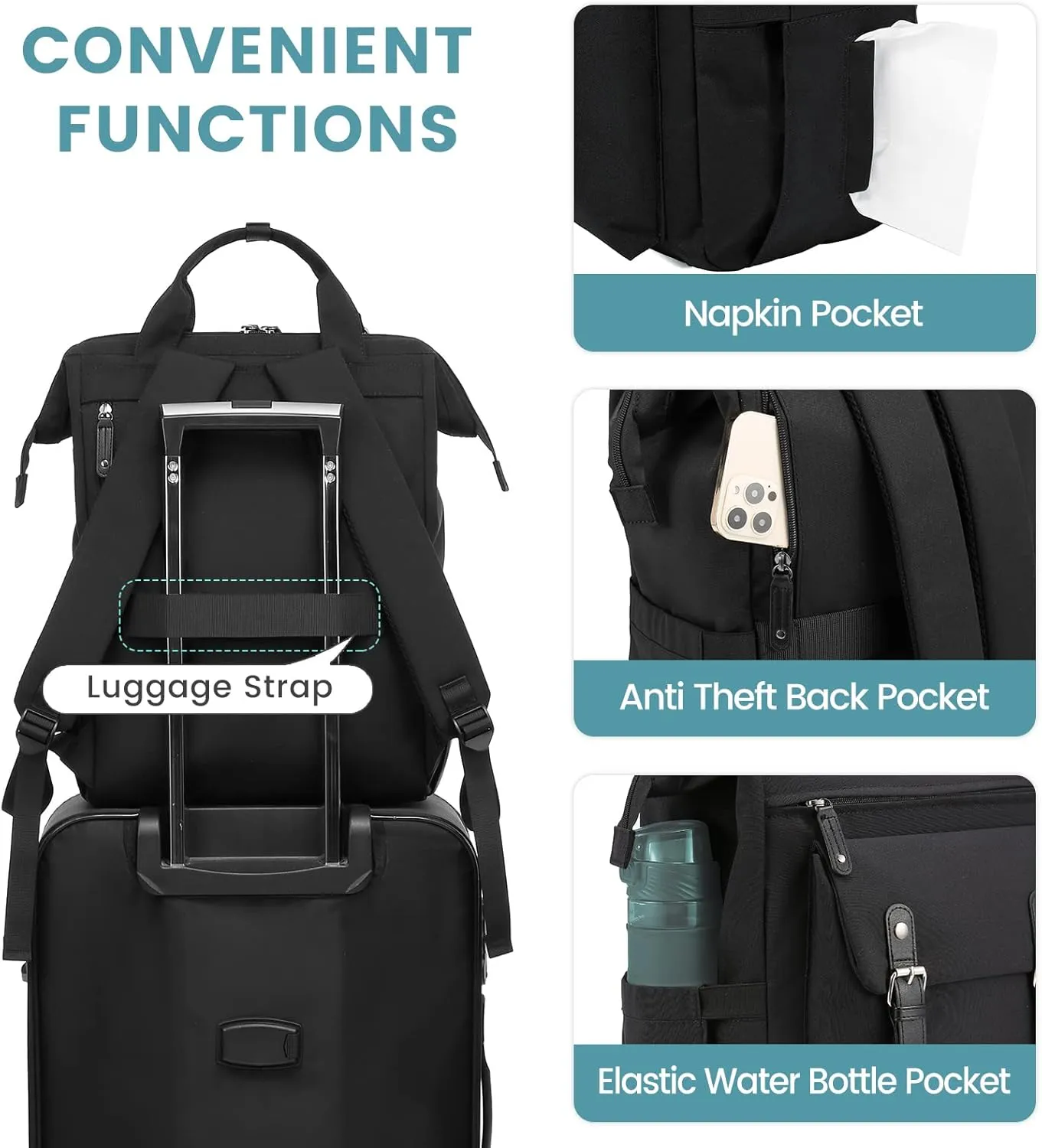 LOVEVOOK Extra Large Travel Laptop Backpack for Women, 18 Inch Computer Backpack Work Commuter Business Trip Weekender Carry on Backpack with Luggage Sleeve, Teacher Doctor Nurse Bags College Daypack