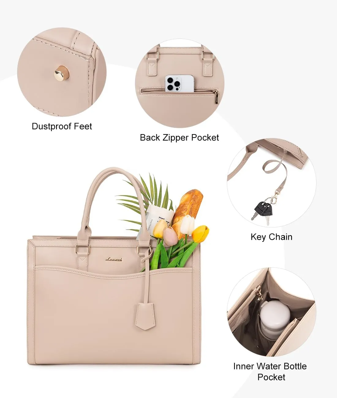 LOVEVOOK Laptop Tote Bag for Women, Office Work Bag Briefcase fit for 15.6 inch Laptop, Large Capacity Teacher Bag Handbag