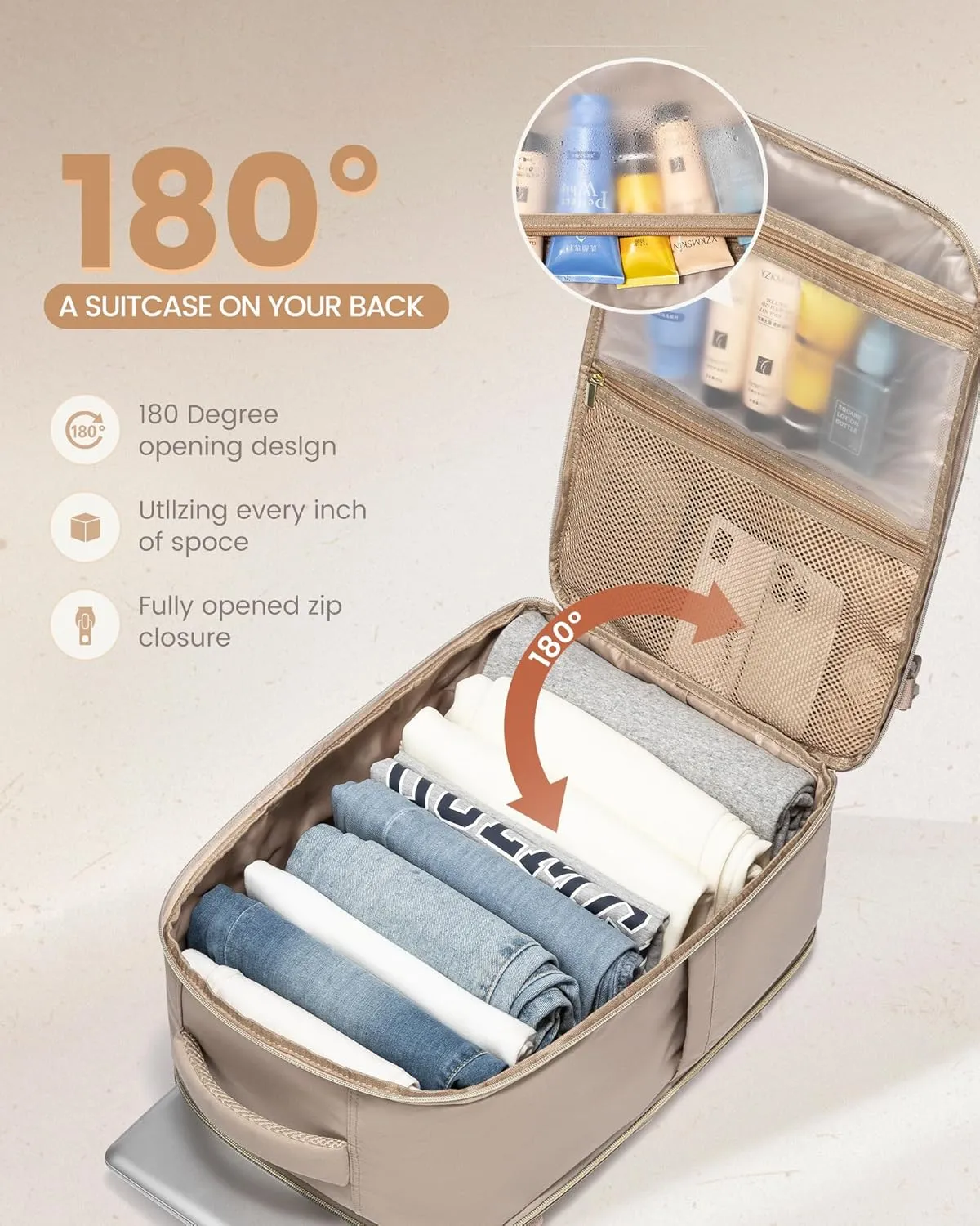 LOVEVOOK Travel Backpack Carry on Flight Approved 50L,Waterproof TSA Travel Essentials Personal Item Backpack for Women Men,Large Carry on Luggage Suitcase Travel Bag for Airplane with 3 Packing Cubes