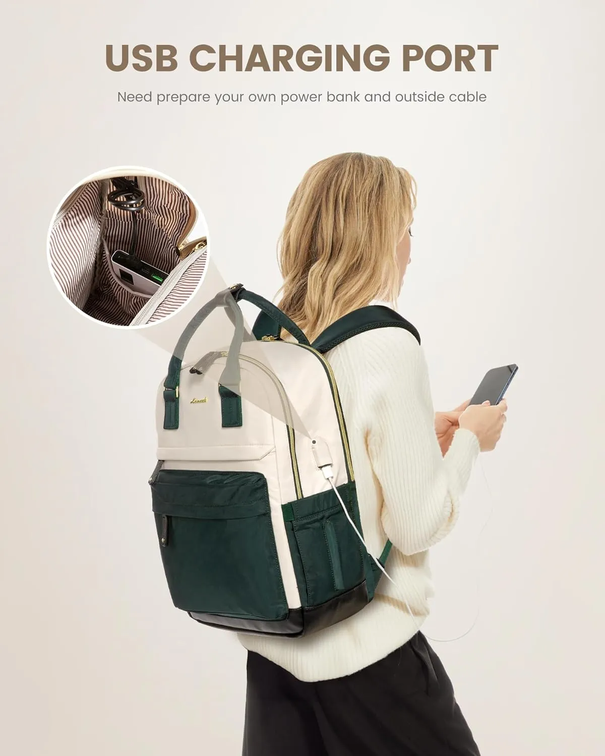 LOVEVOOK Travel Laptop Backpack Women, 15.6 Inch Anti-theft Laptop Bag with USB Port, Fashion Waterproof Computer Backpacks Teacher Nurse Backpack Purse for College School Work