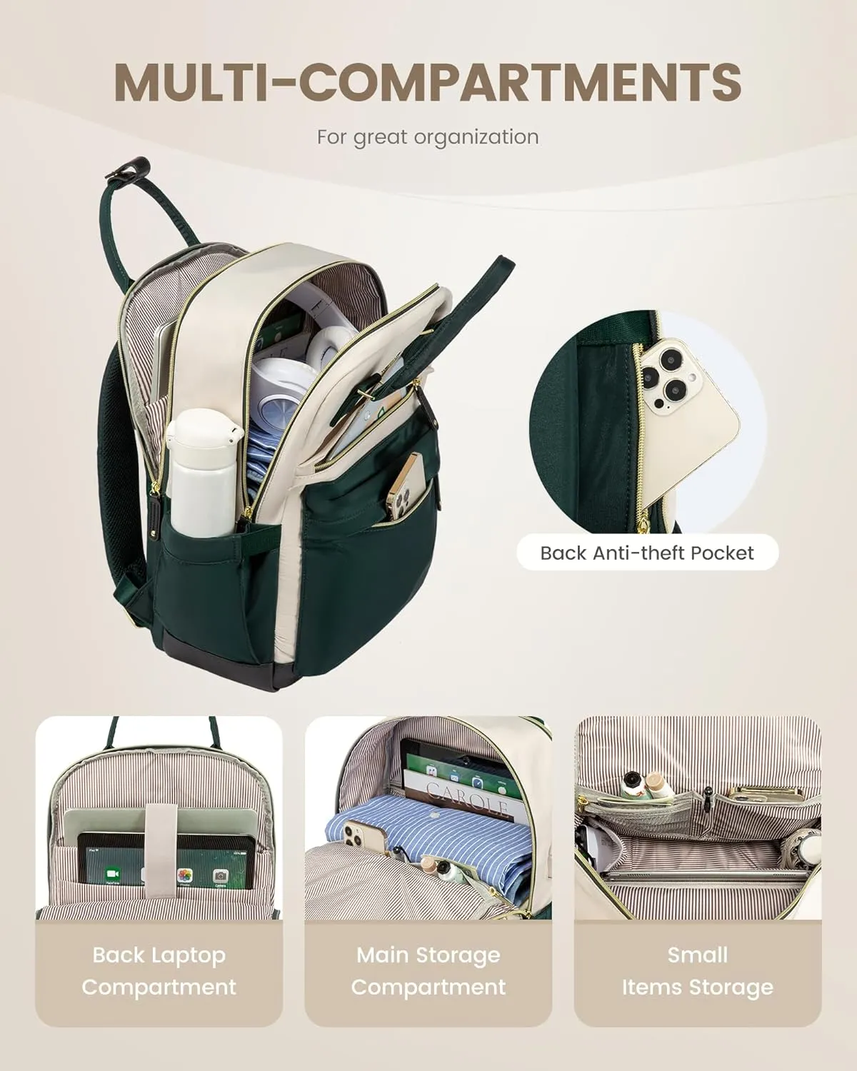 LOVEVOOK Travel Laptop Backpack Women, 15.6 Inch Anti-theft Laptop Bag with USB Port, Fashion Waterproof Computer Backpacks Teacher Nurse Backpack Purse for College School Work