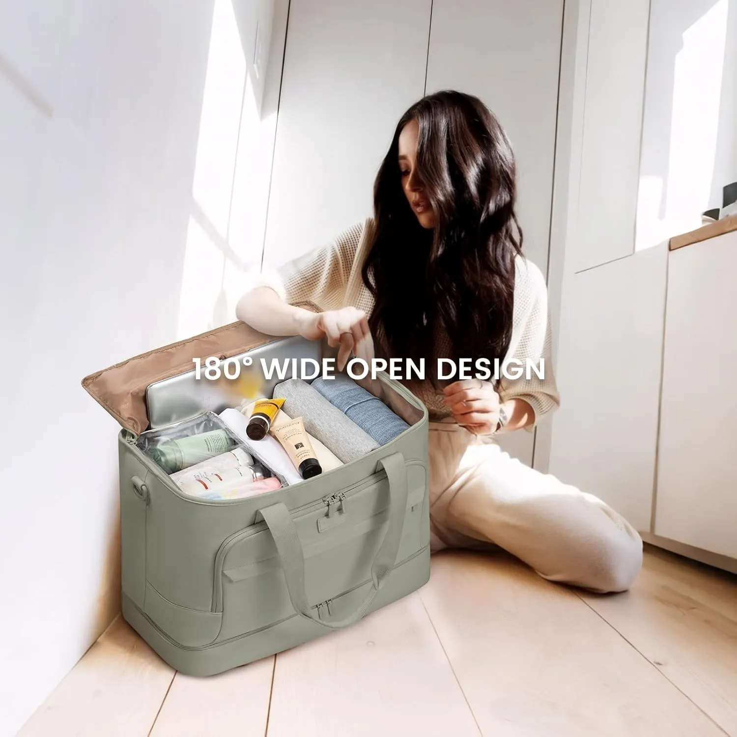 LOVEVOOK Weekender Bags for Women Travel, Large Personal Item Travel Overnight Bag, Carry on Duffle Bags with Shoe Compartment, Toiletry Bag, Wet Pocket, for Airplane, Hospital Labor Delivery