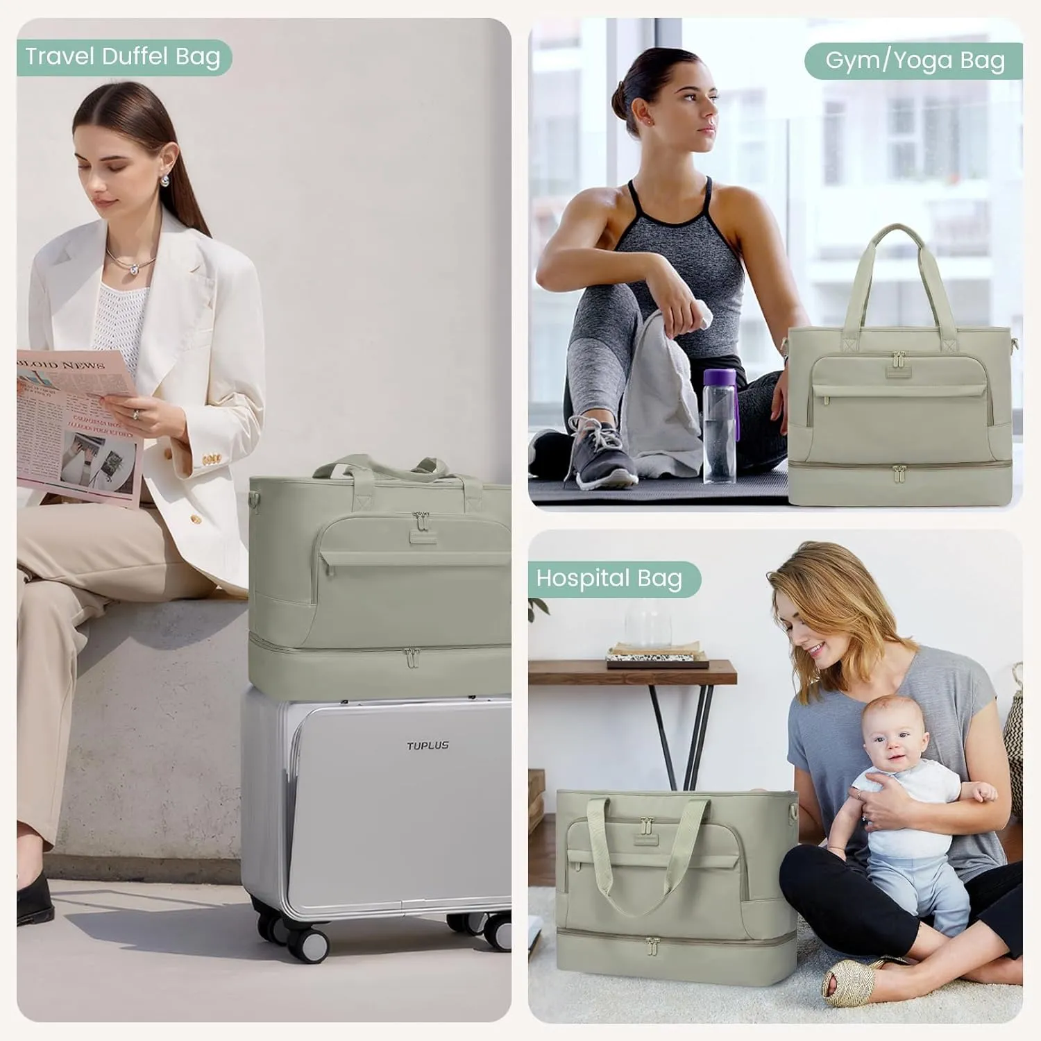 LOVEVOOK Weekender Bags for Women Travel, Large Personal Item Travel Overnight Bag, Carry on Duffle Bags with Shoe Compartment, Toiletry Bag, Wet Pocket, for Airplane, Hospital Labor Delivery