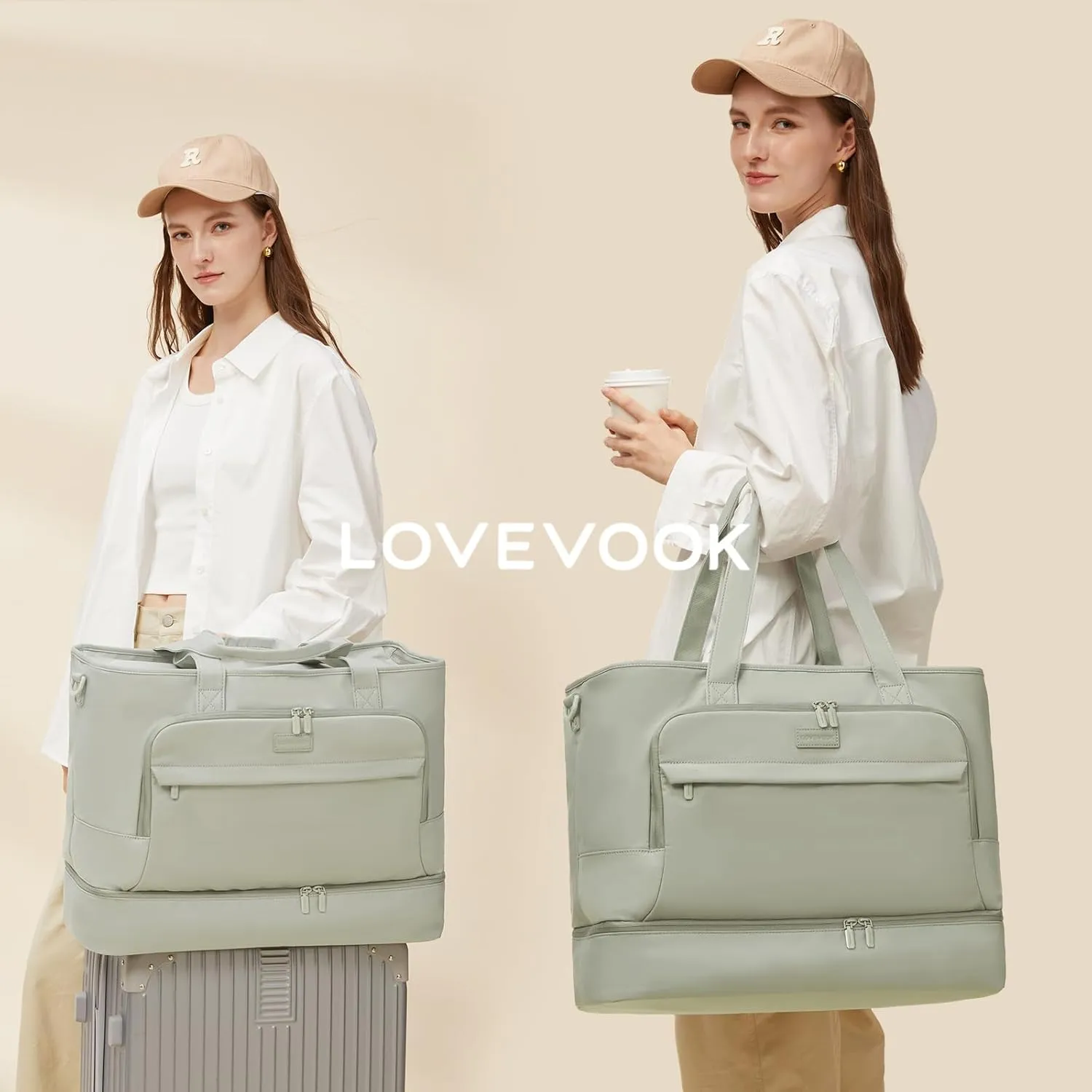 LOVEVOOK Weekender Bags for Women Travel, Large Personal Item Travel Overnight Bag, Carry on Duffle Bags with Shoe Compartment, Toiletry Bag, Wet Pocket, for Airplane, Hospital Labor Delivery
