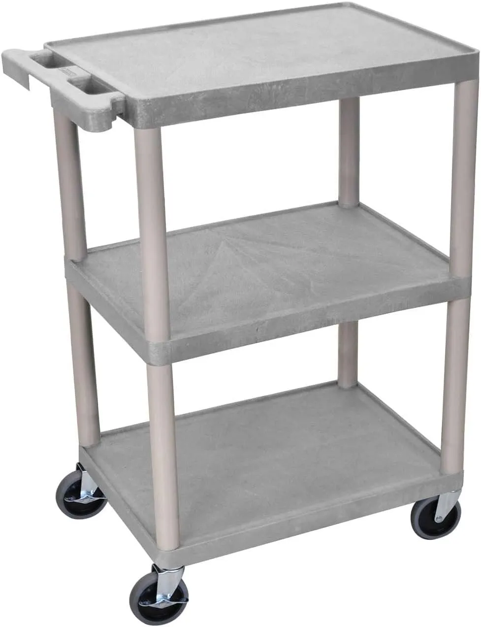 Luxor Multipurpose Storage Utility Cart 3 Shelves Structural Foam Plastic - Gray
