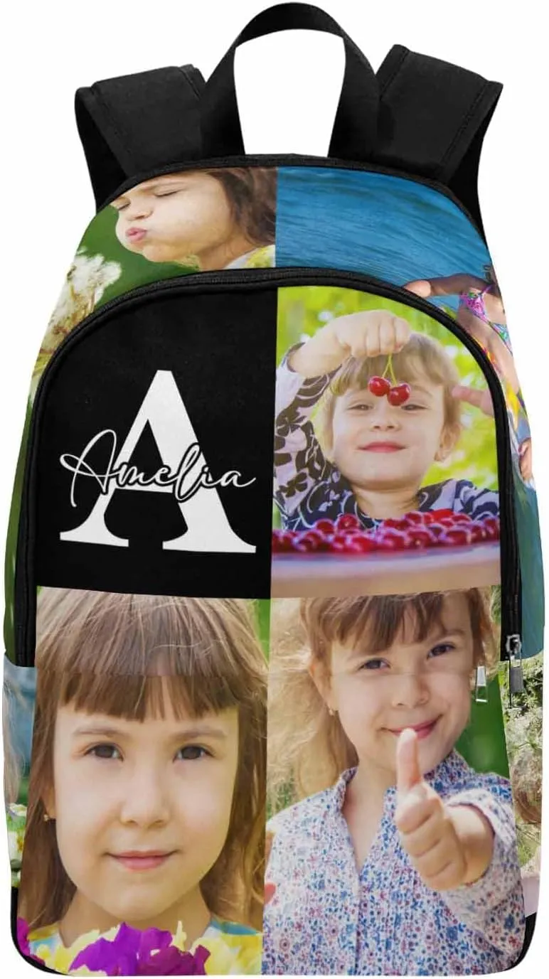 M YESCUSTOM Customized Girls Scoolbag with Name Personalized Picture Kid Backpack Book Bag for Kindergarten Elementary Middle School Back Casual Bookbags for Back to School Travel Picnic