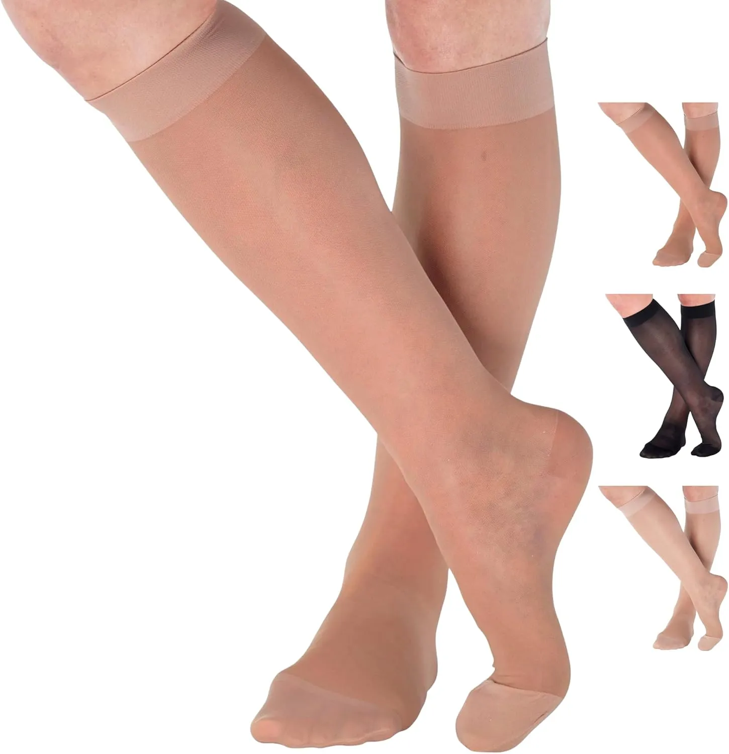 Made in USA - Sheer Compression Socks for Women Circulation 20-30mmHg - A205