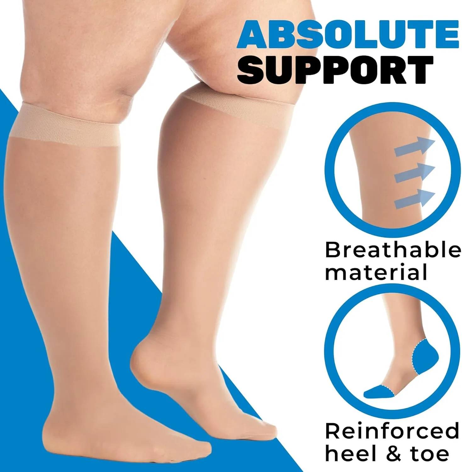 Made in USA - Sheer Compression Socks for Women Circulation 20-30mmHg - A205
