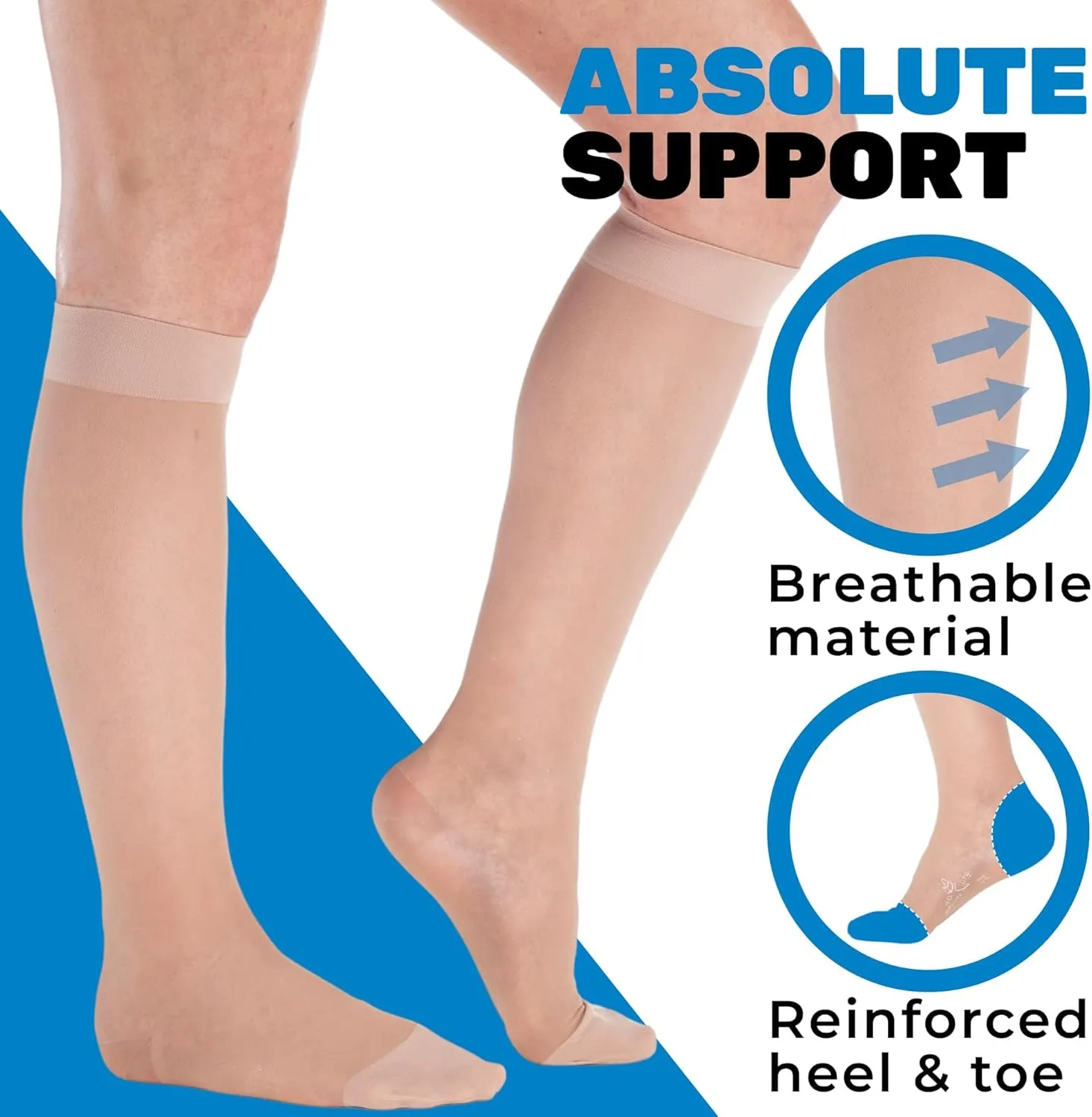 Made in USA - Sheer Compression Socks for Women Circulation 20-30mmHg - A205