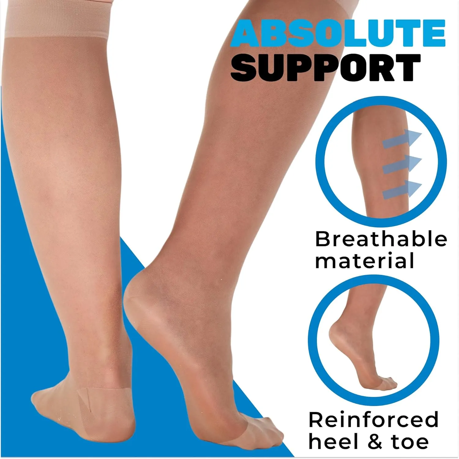 Made in USA - Sheer Compression Socks for Women Circulation 20-30mmHg - A205
