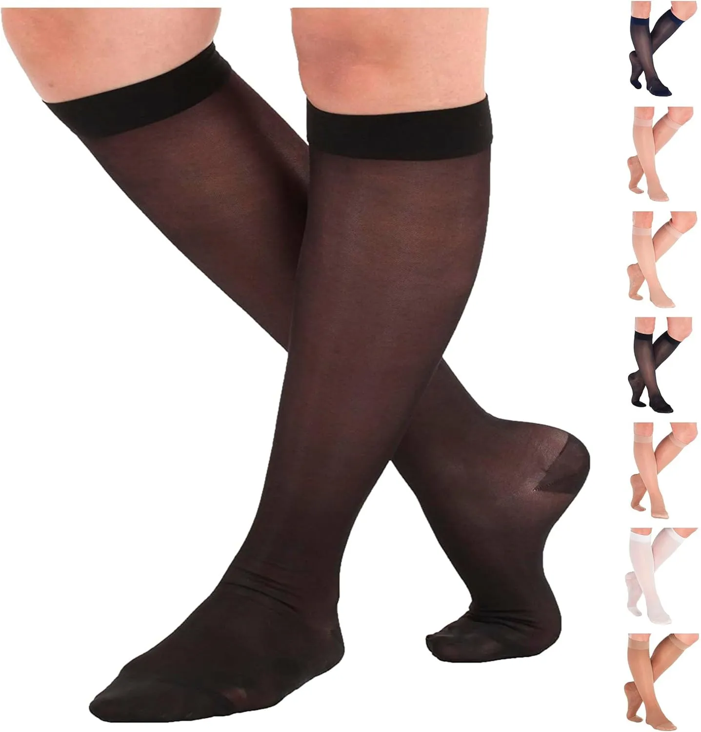 Made in USA - Travel Sheer Compression Socks 15-20mmHg for Women - ATRAVEL101