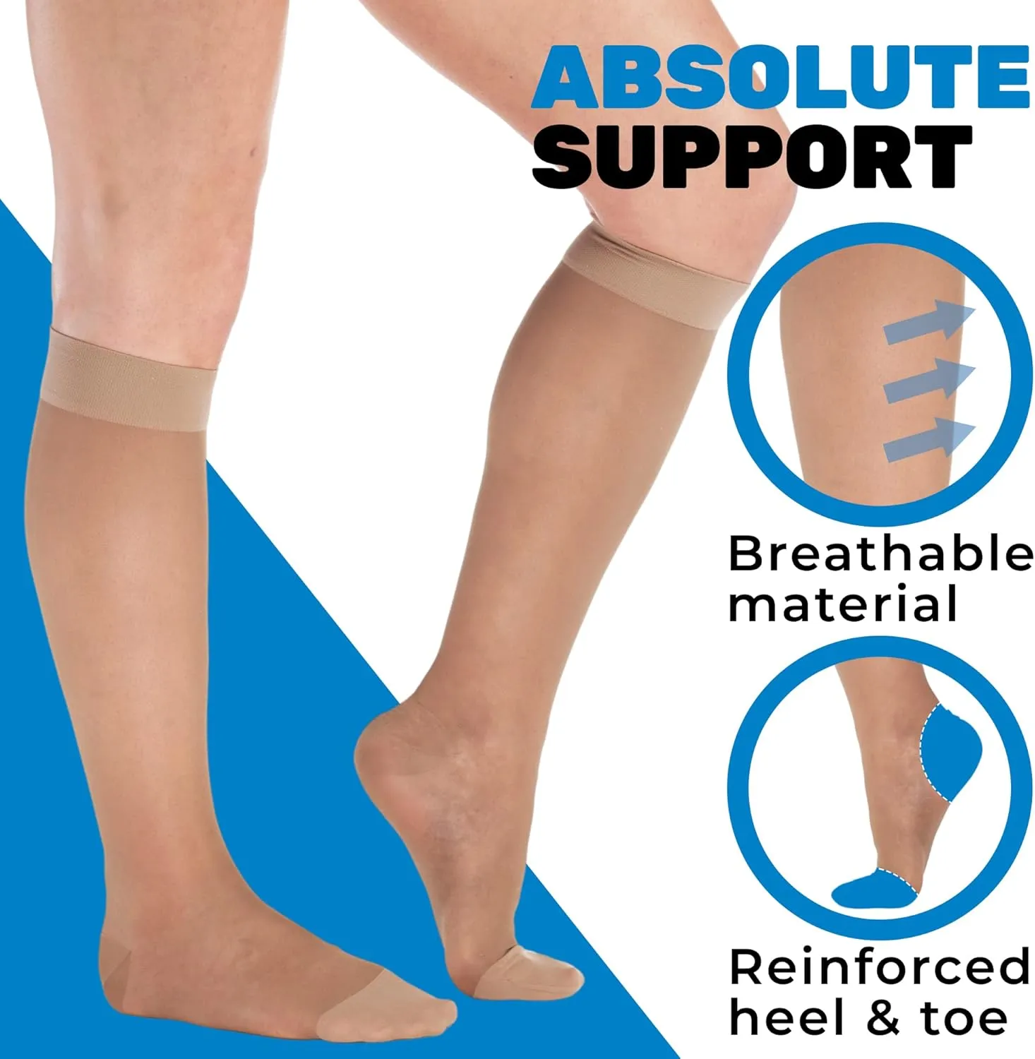 Made in USA - Travel Sheer Compression Socks 15-20mmHg for Women - ATRAVEL101