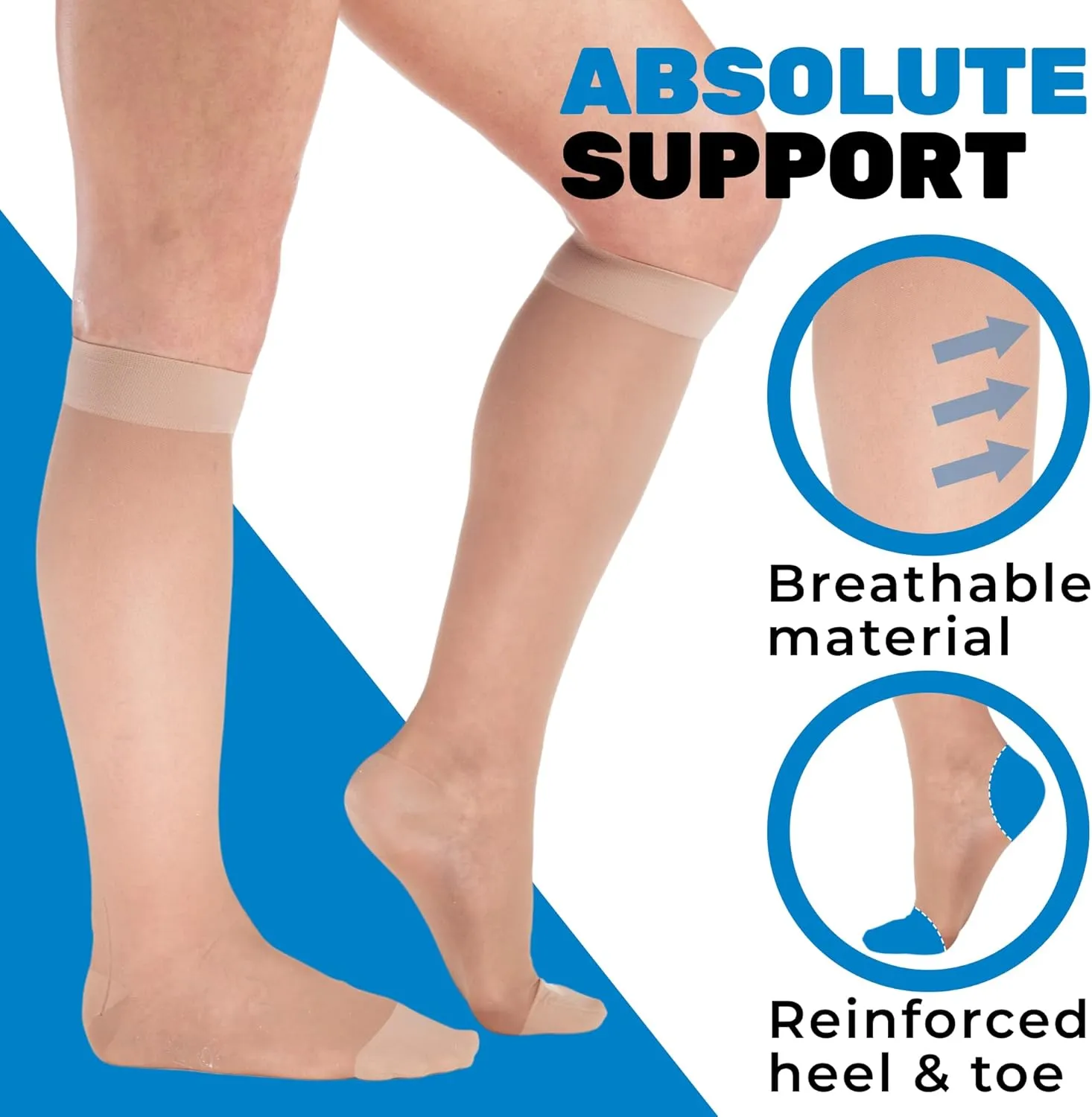 Made in USA - Travel Sheer Compression Socks 15-20mmHg for Women - ATRAVEL101