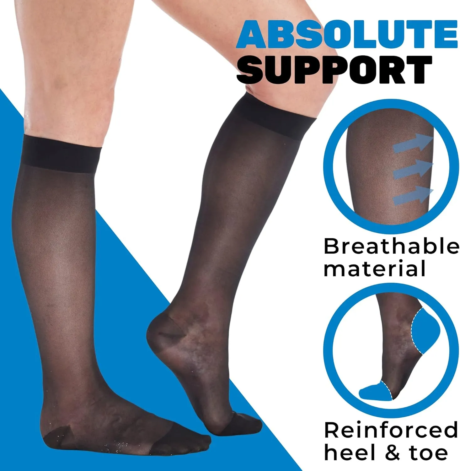 Made in USA - Travel Sheer Compression Socks 15-20mmHg for Women - ATRAVEL101