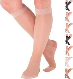 Made in USA - Travel Sheer Compression Socks 15-20mmHg for Women - ATRAVEL101