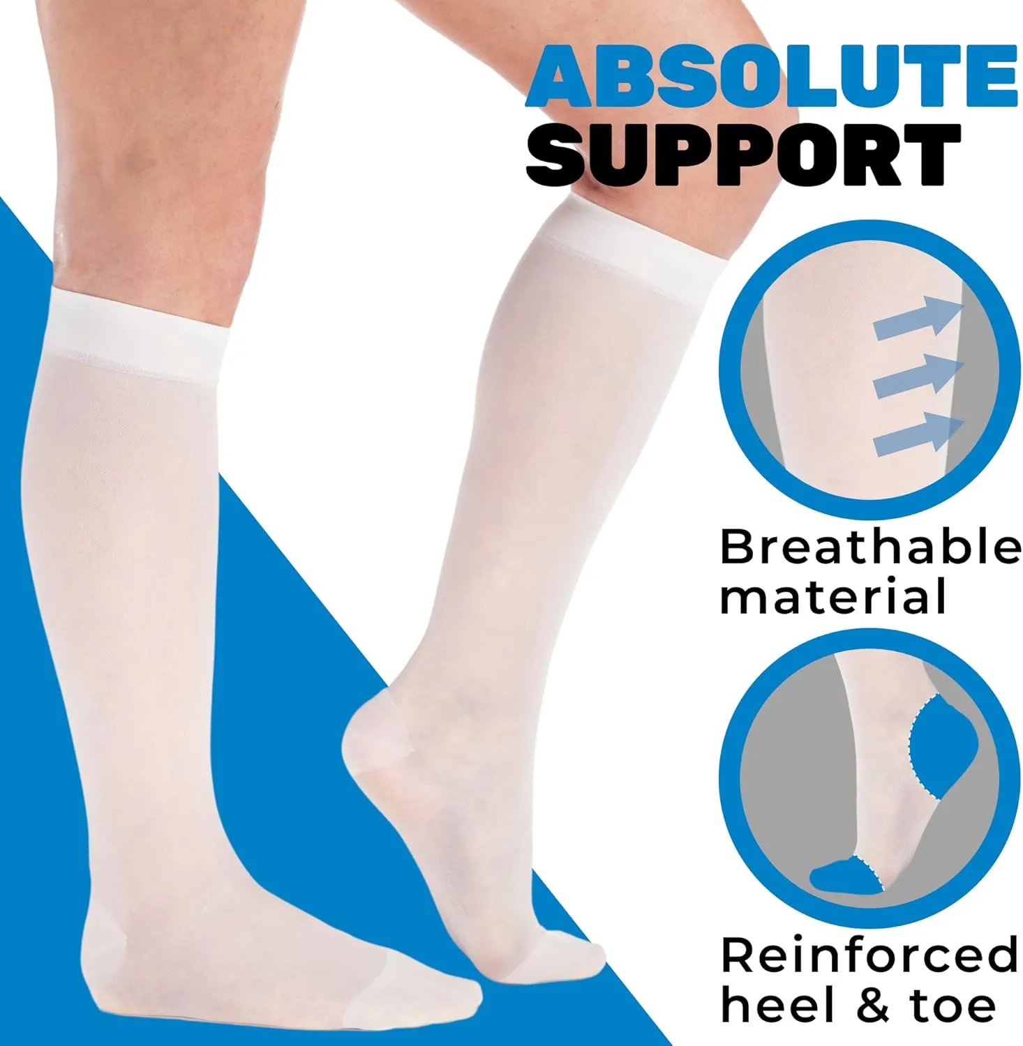 Made in USA - Travel Sheer Compression Socks 15-20mmHg for Women - ATRAVEL101