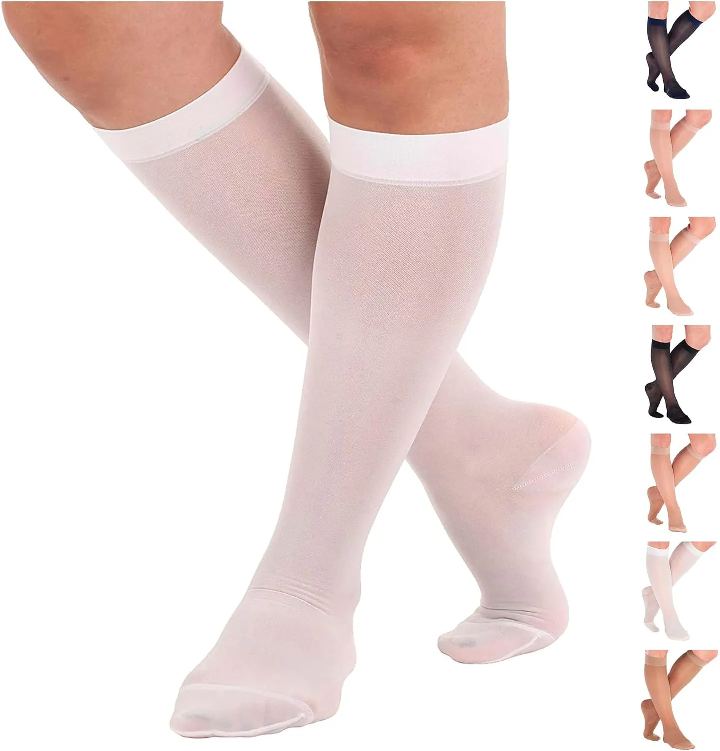 Made in USA - Travel Sheer Compression Socks 15-20mmHg for Women - ATRAVEL101