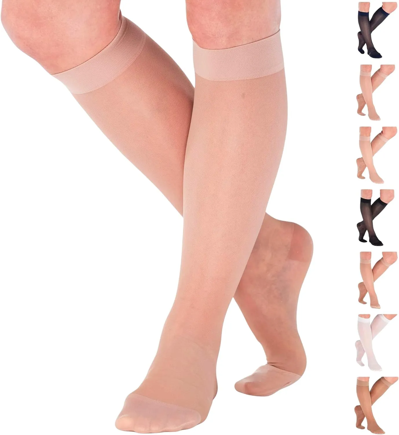 Made in USA - Travel Sheer Compression Socks 15-20mmHg for Women - ATRAVEL101