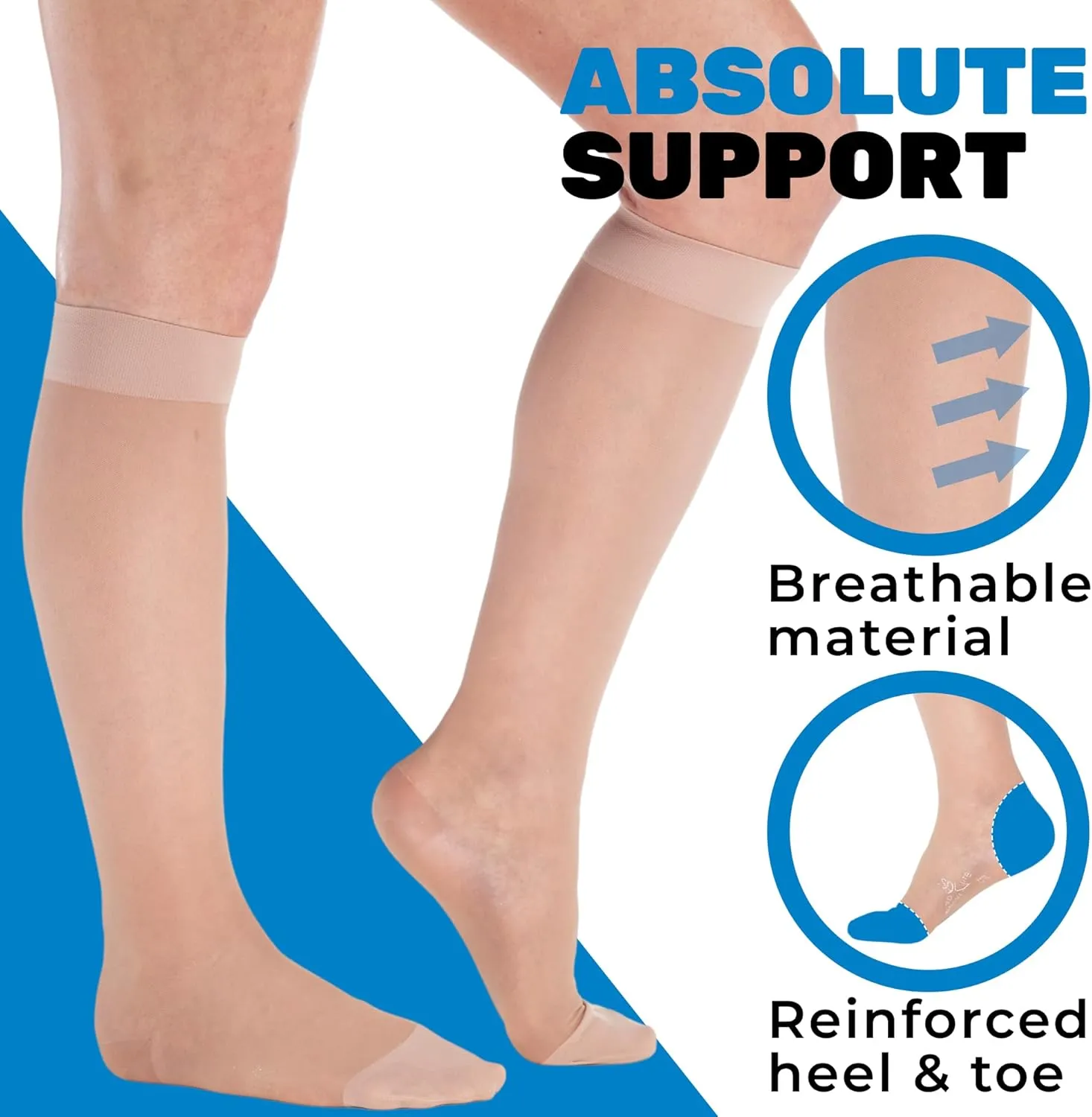 Made in USA - Travel Sheer Compression Socks 15-20mmHg for Women - ATRAVEL101