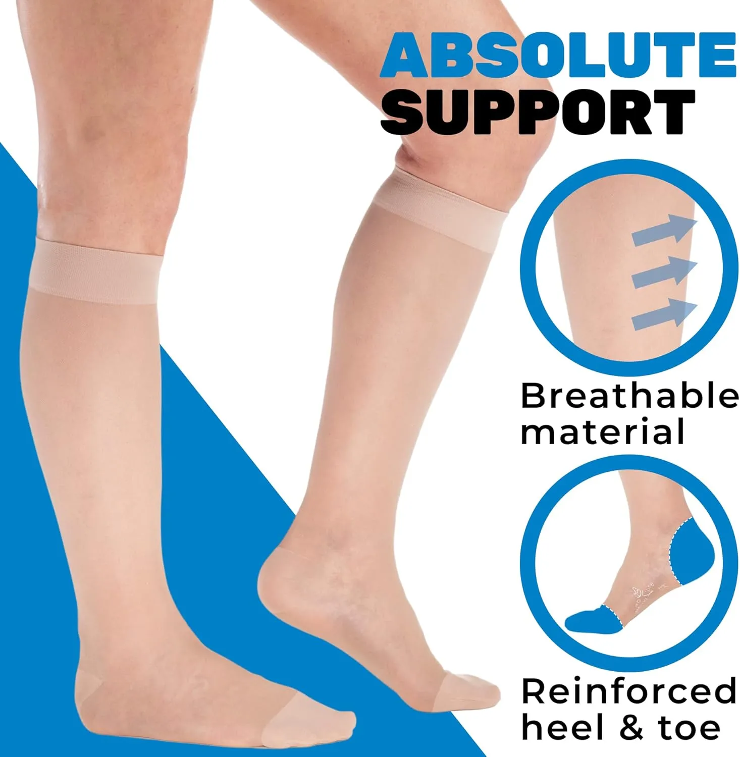 Made in USA - Travel Sheer Compression Socks 15-20mmHg for Women - ATRAVEL101