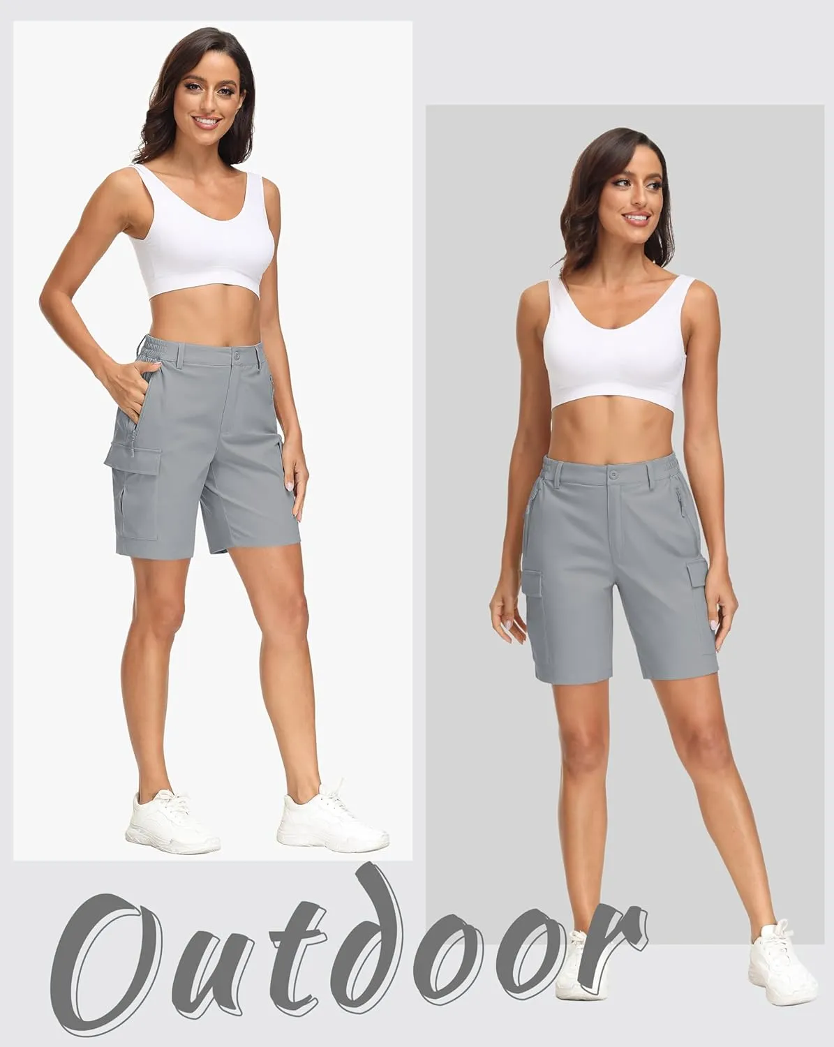 MAGCOMSEN Women's Hiking Cargo Shorts Quick Dry Lightweight 7 Inch Golf Athlectic Casual Trendy Shorts with 5 Pockets