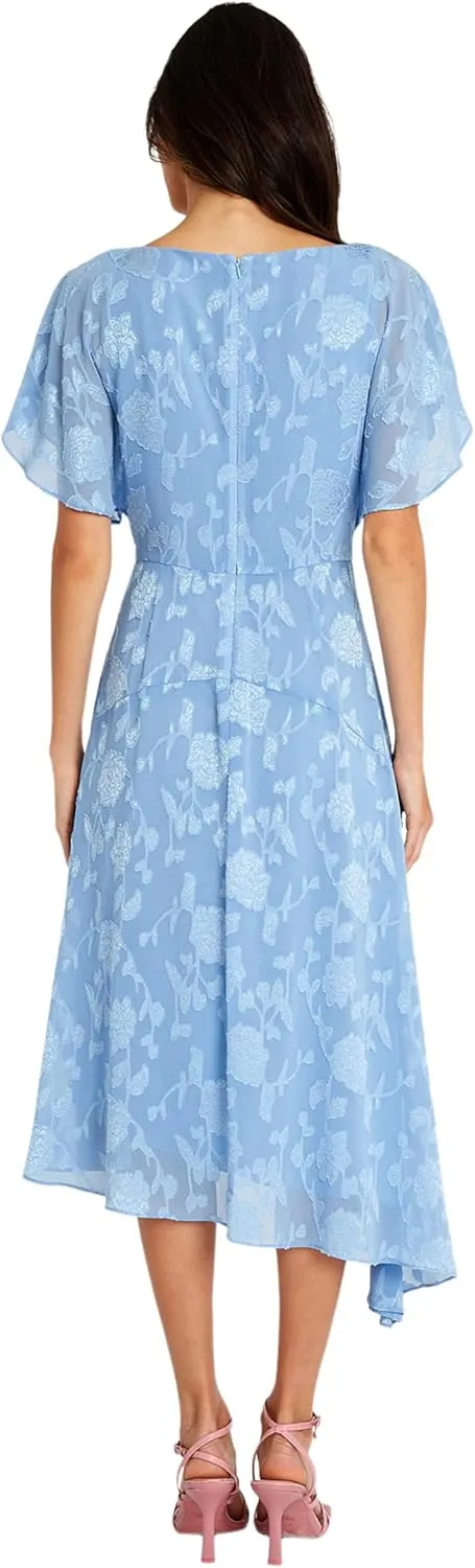Maggy London Flutter Sleeve Burnout Midi Semi Formal Wedding Guest Dresses for Women