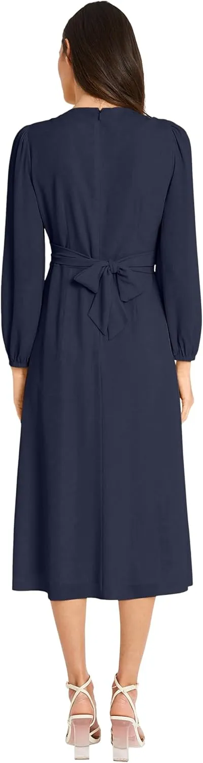 Maggy London Stunning Multi Occasion Twist Empire Waist Midi Women | Long Sleeve Dresses