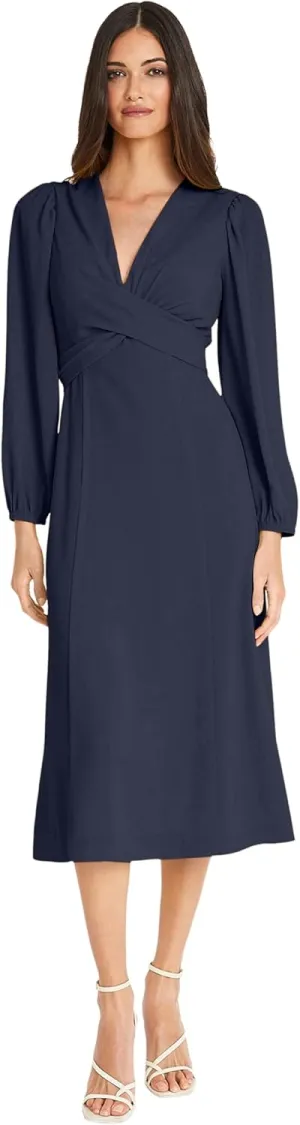 Maggy London Stunning Multi Occasion Twist Empire Waist Midi Women | Long Sleeve Dresses