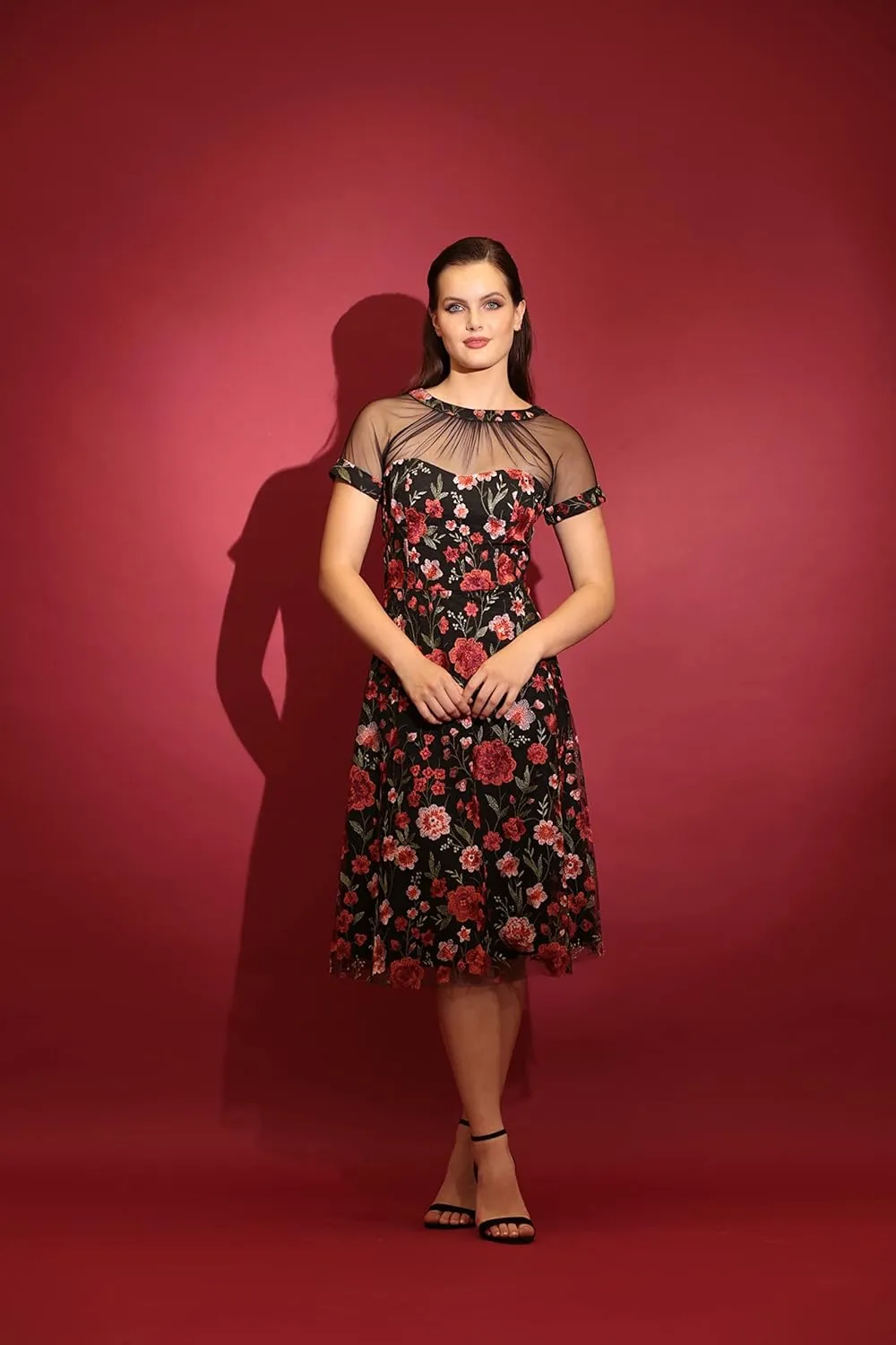 Maggy London Women's Illusion Dress Occasion Event Party Holiday Cocktail Guest of Wedding.