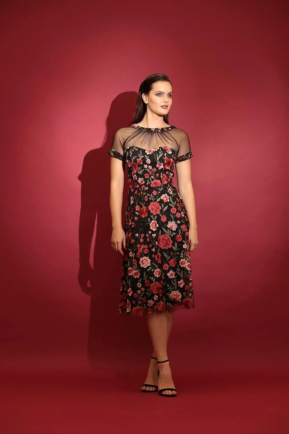 Maggy London Women's Illusion Dress Occasion Event Party Holiday Cocktail Guest of Wedding.