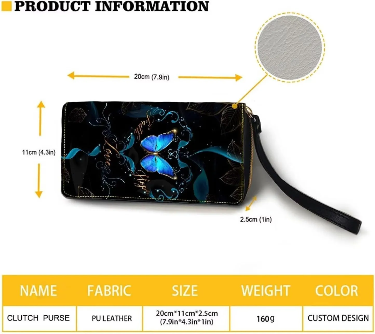 Magic Blue Butterflies Wallet Slim Thin Leather Purse Wallet With Zip Around Clutch Casual Handbag For Phone Key Credit Cards