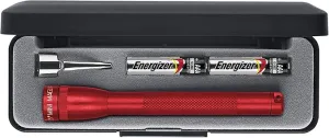 MagLite M3A032Maglite Mini Incandescent 2-Cell AAA Flashlight in Presentation Box, Red