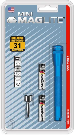 MagLite M3A116 Mini Incandescent 2-Cell AAA Flashlight, Blue