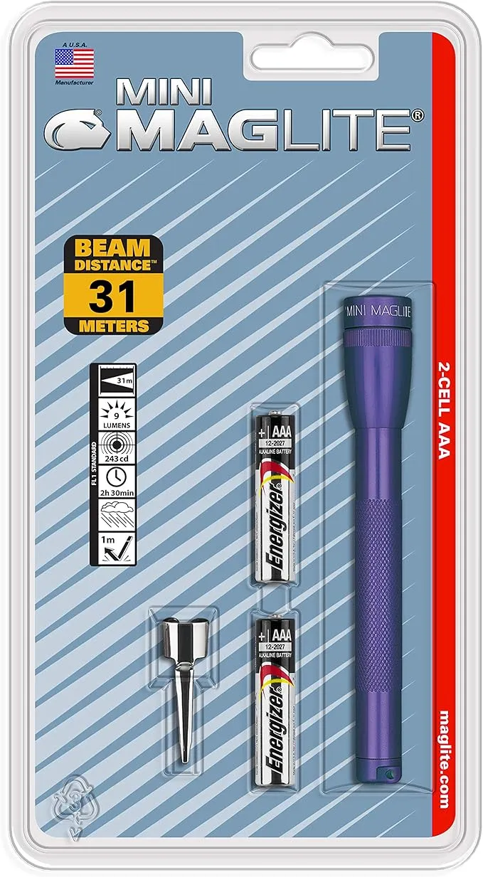 Maglite Mini Incandescent 2-Cell AAA Flashlight, Purple