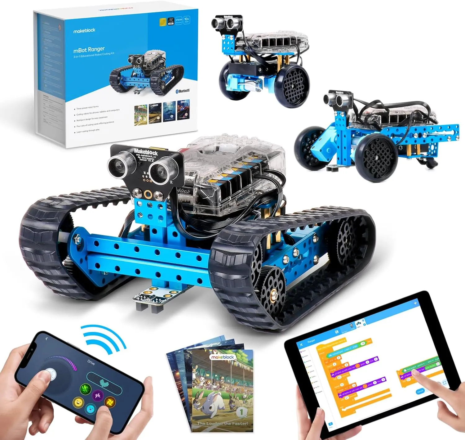 Makeblock mBot Ranger 3 in 1 Robotics for Kids Age 8-12, Coding Robot for Arduino Scratch Learning with Coding Box, 16 Coding Projects STEM Science Kit, Robot Toys Gift for Kids Ages 10 