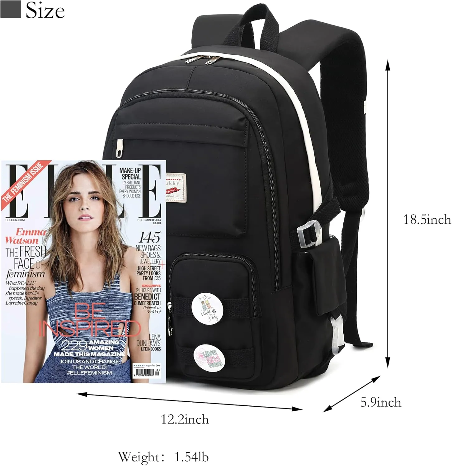 Makukke School Backpacks for Teen Girls - Laptop Backpacks 15.6 Inch College Cute Bookbag Anti Theft Women Casual Daypack,Black